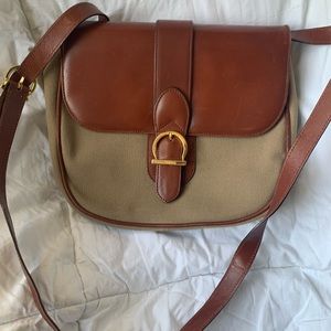 Leather and beige canvas ferragamo bag